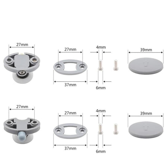 Shower Door Rollers, Single Shower Door Runners/Wheels/Pulleys/Guides 25mm Diameter Home Bathroom DIY Replacement Parts (2 Upper Rollers and 2 Bottom Rollers) 2 Set Multisize White/25 mm