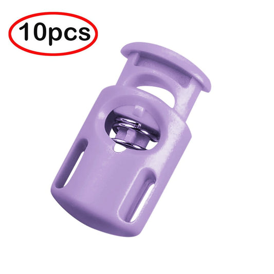 10 Pcs Cord Locks,Plastic Spring Cord Locks, Single Hole Toggle Drawstring Clip Stoppers,Fastener Slider Luggage Lanyard Stopper for Drawstrings, Paracord, Shoelaces, Bags, Clothing, and More(Pink) Purple