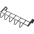 Over The Door Hooks, Door Hanger, Over The Door Towel Rack, Door Coat Towel Hanger Door Coat Rack, No Drilling Metal Hanger with 5 Hooks for Hanging Clothes, Jacket, Hats, 1 Pcs, 9.7x3.5x0.8 9.7" x 3.5" x 1.4" Black