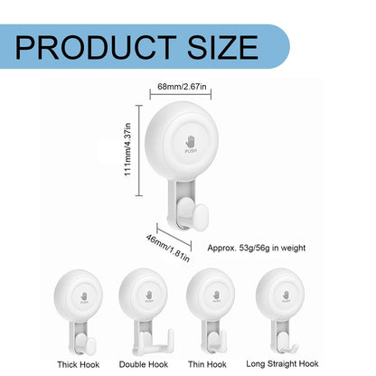 Powerful Suction Cup Shower Hooks for Towel, Loofah, 360° Rotatable Damage-free Hanging Versatile Wall Hooks for Inside Bathroom, Decoration, Removable Suction Holders, 1 Pcs, 4.37x2.67x1.81 4.37" x 2.67" x 1.81" White3