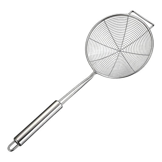 Strainer Spider Skimmers for Kitchen Cooking and Frying Food, Stainless Steel Slotted Spoon Pasta Strainers Tomato Food Strainer Skimmer Ladle For Pasta, 1 Pcs, 15.94x6.3 14.76" x 5.51" Silver