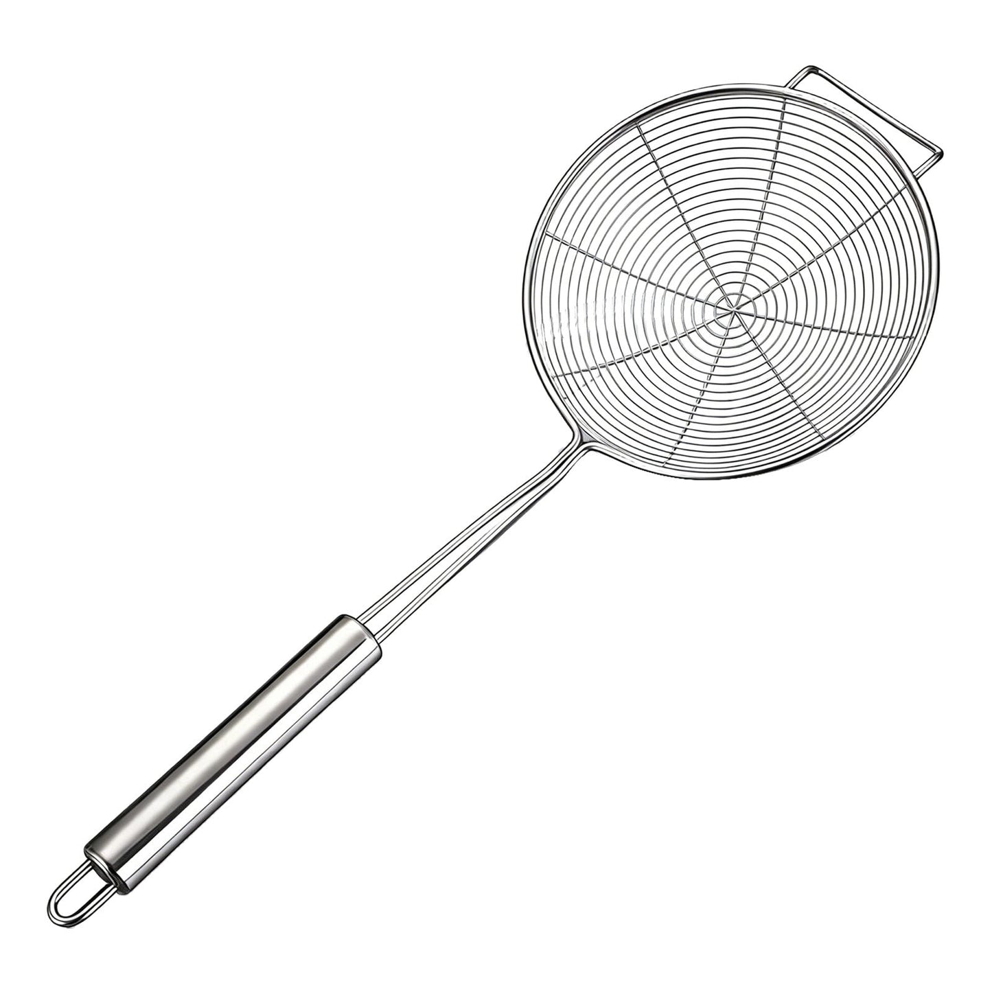 Strainer Spider Skimmers for Kitchen Cooking and Frying Food, Stainless Steel Slotted Spoon Pasta Strainers Tomato Food Strainer Skimmer Ladle For Pasta, 1 Pcs, 15.94x6.3 17.72" x 7.87" Silver