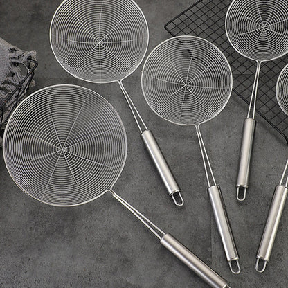 Strainer Spider Skimmers for Kitchen Cooking and Frying Food, Stainless Steel Slotted Spoon Pasta Strainers Tomato Food Strainer Skimmer Ladle For Pasta, 1 Pcs, 15.94x6.3 17.72" x 7.87" Silver