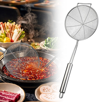 Strainer Spider Skimmers for Kitchen Cooking and Frying Food, Stainless Steel Slotted Spoon Pasta Strainers Tomato Food Strainer Skimmer Ladle For Pasta, 1 Pcs, 15.94x6.3 17.72" x 7.87" Silver