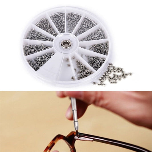 Small Screws Assortment Kit, 1000pcs Miniature Screws 12 Types Screws Assortment with Nut Bolt Organizer for Watches Glassess, 1 Set Multisize Silver