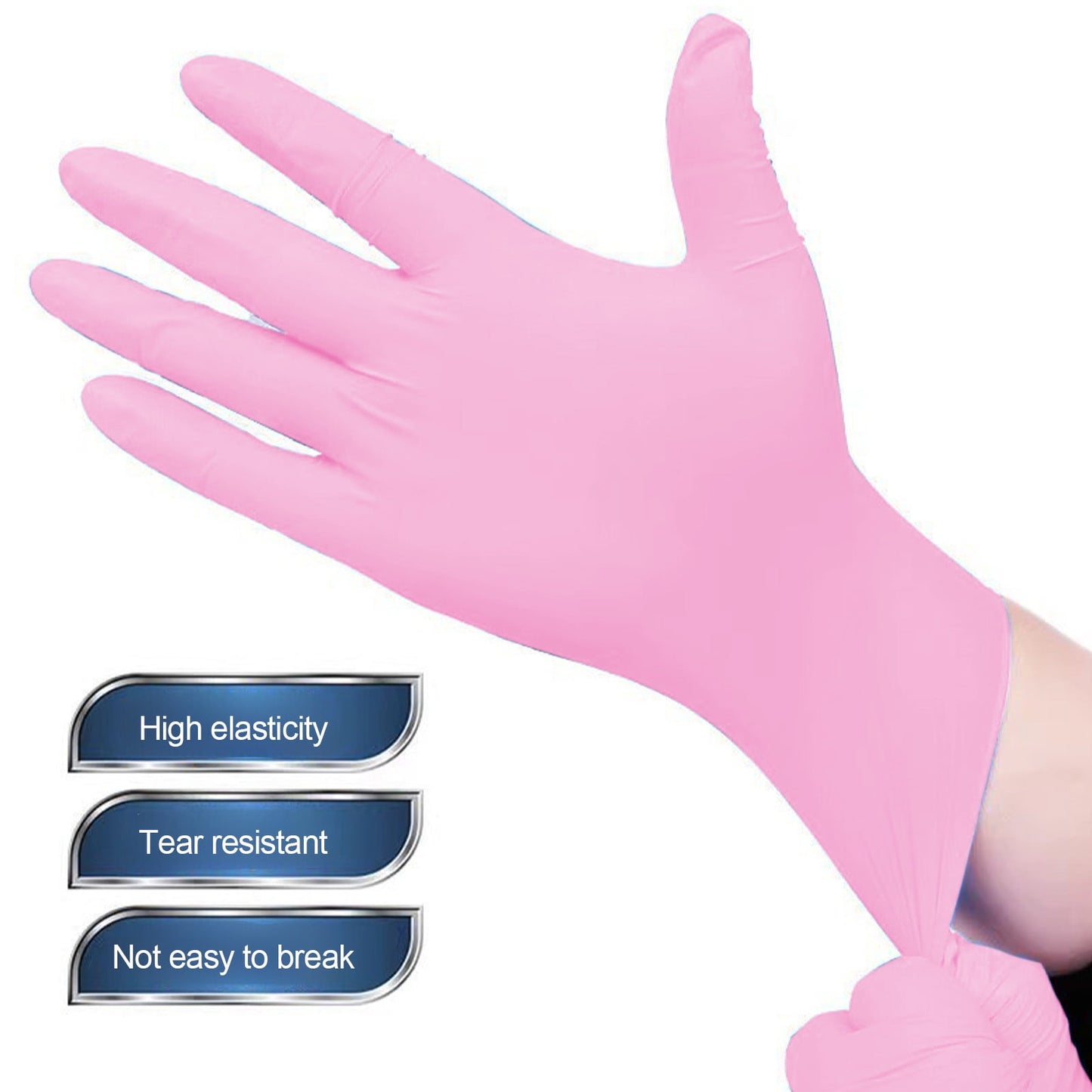Nitrile Disposable Single Use Safety Gloves,Sustainable,Disposable Nitrile Gloves Food Grade Catering Kitchen Household Beauty Rubber Nitrile Gloves,(1 Box/50 Gloves) Pink