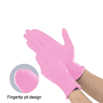 Nitrile Disposable Single Use Safety Gloves,Sustainable,Disposable Nitrile Gloves Food Grade Catering Kitchen Household Beauty Rubber Nitrile Gloves,(1 Box/50 Gloves) Pink
