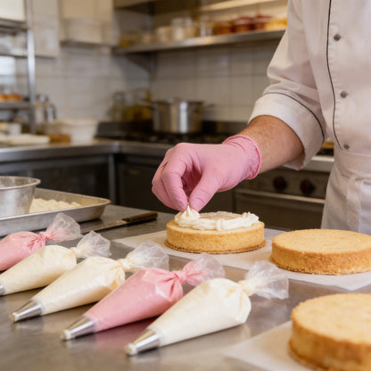 Nitrile Disposable Single Use Safety Gloves,Sustainable,Disposable Nitrile Gloves Food Grade Catering Kitchen Household Beauty Rubber Nitrile Gloves,(1 Box/50 Gloves) Pink