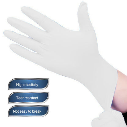 Nitrile Disposable Single Use Safety Gloves,Sustainable,Disposable Nitrile Gloves Food Grade Catering Kitchen Household Beauty Rubber Nitrile Gloves,(1 Box/50 Gloves) White