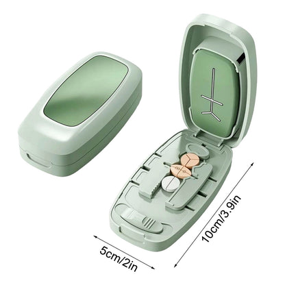 Dual Fixing Clips, Multi-Pill Cutting, Adjustable Slot Pill Cutter - Fits Small/Large Pills, Vitamins, Oval/Long Tablets | 1/2, 1/3, 1/4 Even Splitting, Precision Split, Hidden Sharp Blade C