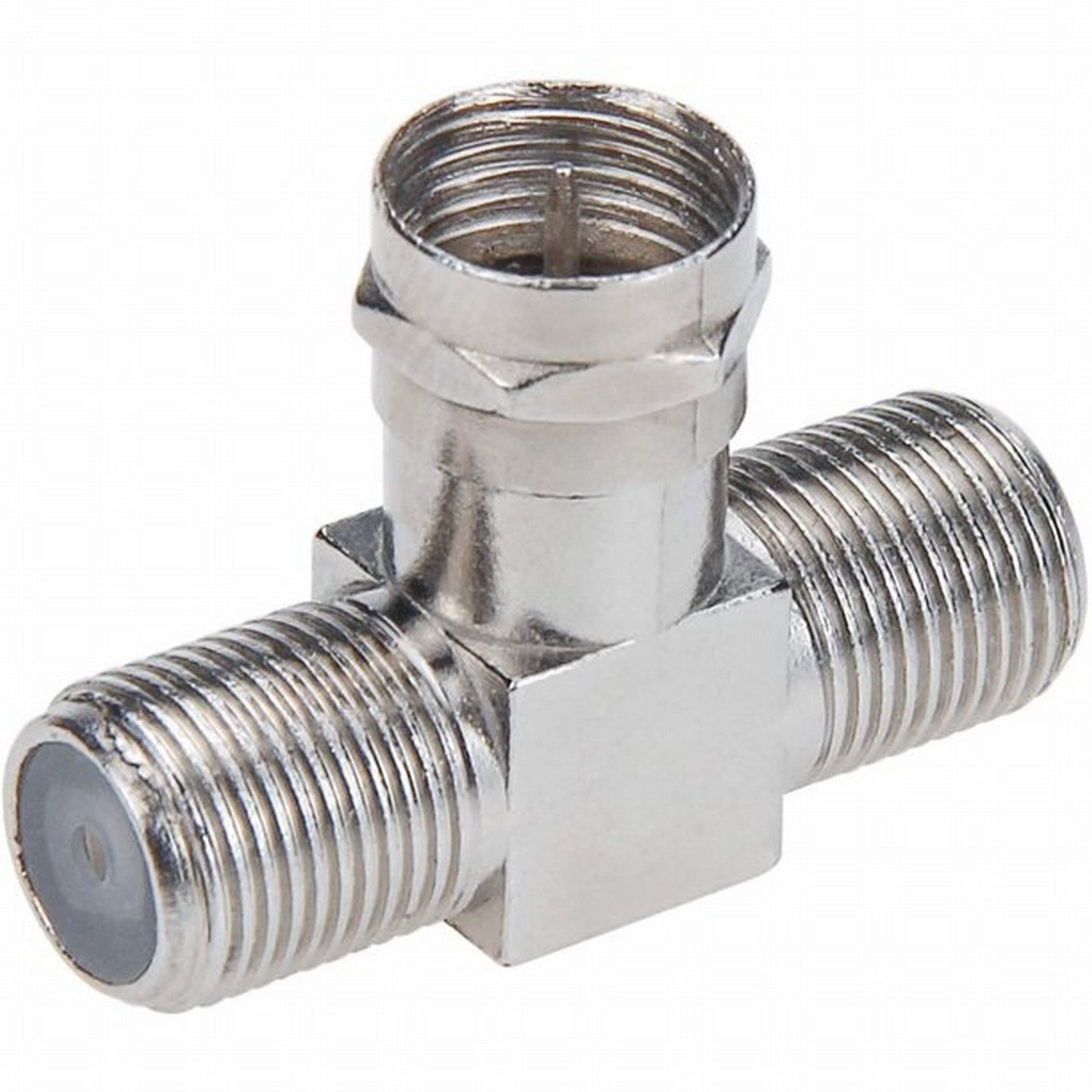 Coaxial Cable Splitter, TV Splitter 2 in 1 Out 2-Pack F Type RG6 Male to 2 F Female 3 Way Cable Splitter Coax T Connector Adapter for Video VCR Antenna Cable Satellite, 2 Pcs, 1.22 Inches 1.22" Silver.