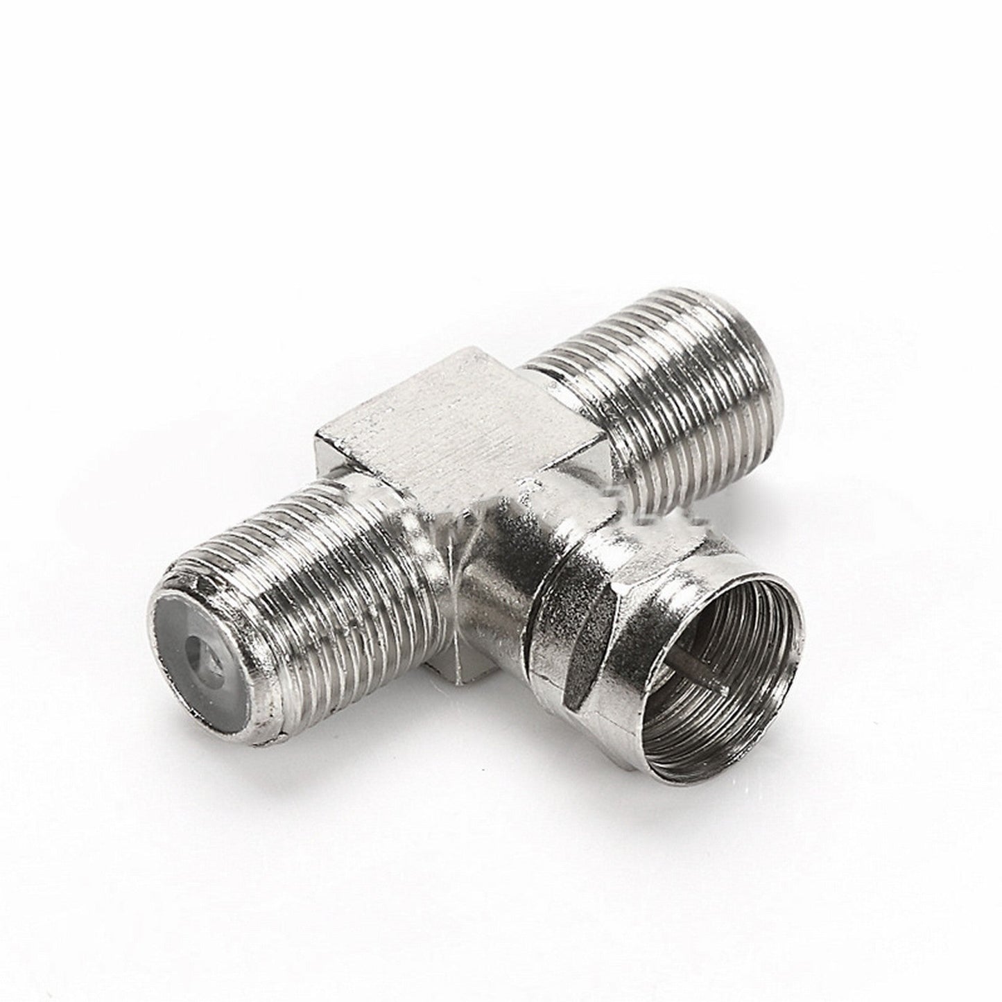 Coaxial Cable Splitter, TV Splitter 2 in 1 Out 2-Pack F Type RG6 Male to 2 F Female 3 Way Cable Splitter Coax T Connector Adapter for Video VCR Antenna Cable Satellite, 2 Pcs, 1.22 Inches 1.22" Silver.