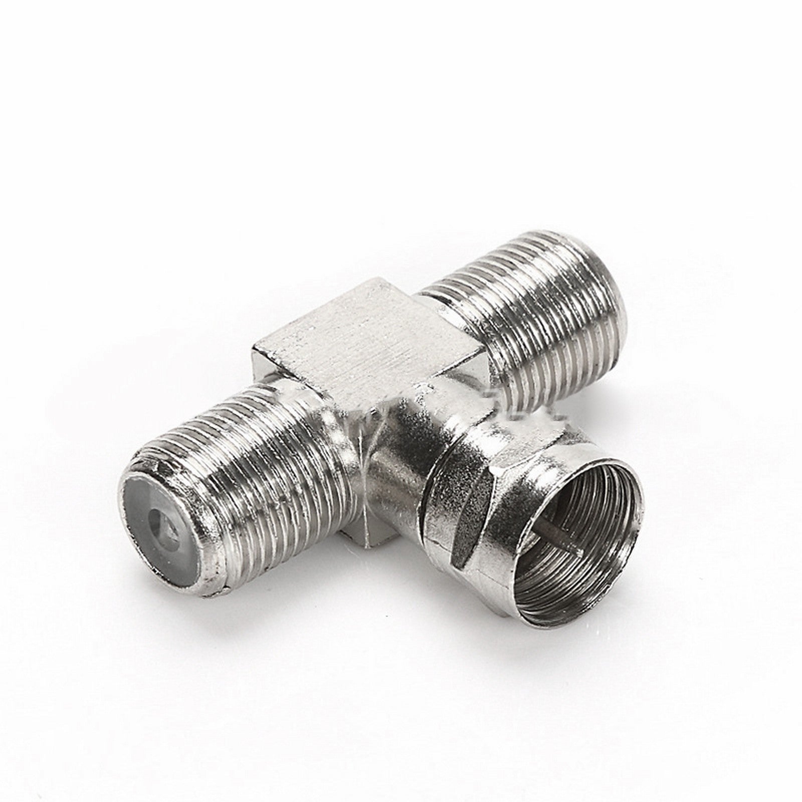 Coaxial Cable Splitter, TV Splitter 2 in 1 Out 2-Pack F Type RG6 Male to 2 F Female 3 Way Cable Splitter Coax T Connector Adapter for Video VCR Antenna Cable Satellite, 2 Pcs, 1.22 Inches 1.22" Silver.