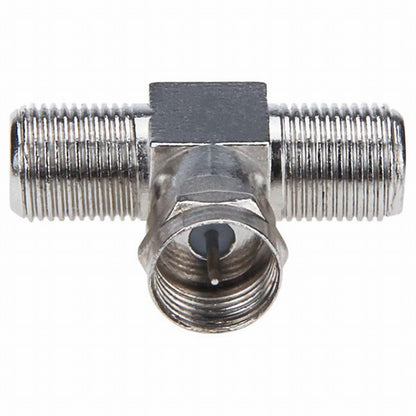Coaxial Cable Splitter, TV Splitter 2 in 1 Out 2-Pack F Type RG6 Male to 2 F Female 3 Way Cable Splitter Coax T Connector Adapter for Video VCR Antenna Cable Satellite, 2 Pcs, 1.22 Inches 1.22" Silver.