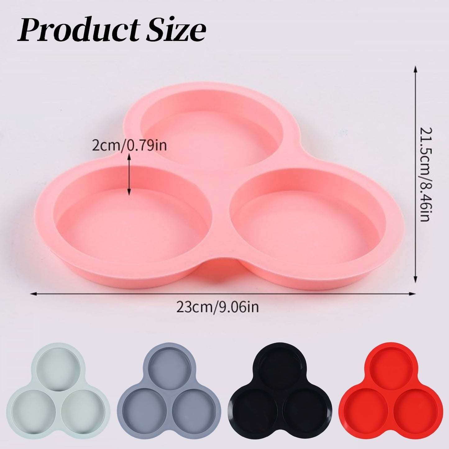 1 Pcs Silicone Egg Cups for Air Fryer,3-Cavity Cupcake Baking Tray,Round Silicone Baking Tools,Round Silicone Ramekins,for Sandwiches,Non-Stick Tray for Baking Accessories,(Dark Gray,9.06x8.46 in) Gray