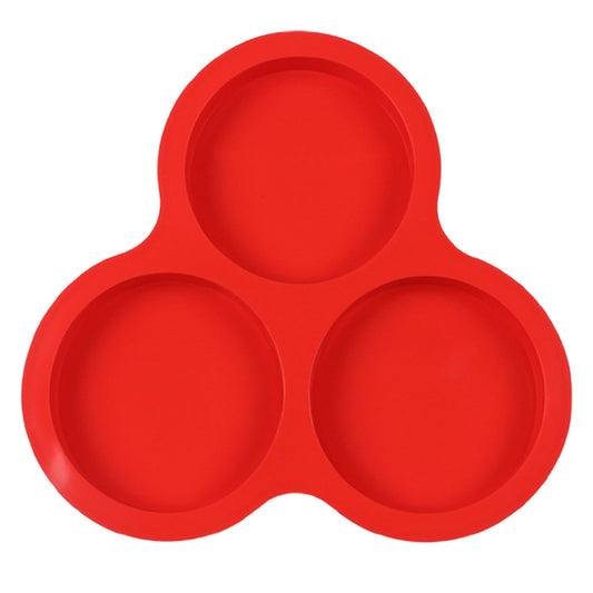 1 Pcs Silicone Egg Cups for Air Fryer,3-Cavity Cupcake Baking Tray,Round Silicone Baking Tools,Round Silicone Ramekins,for Sandwiches,Non-Stick Tray for Baking Accessories,(Dark Gray,9.06x8.46 in) Red