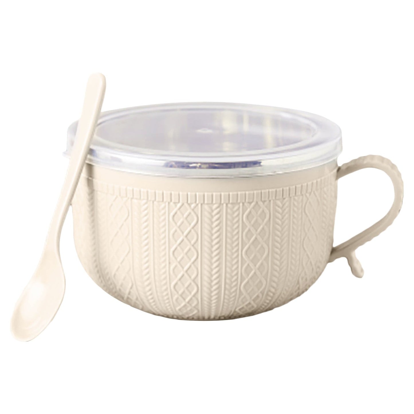 5.5'x3.74' Soup Mugs with Handles,Food Grade Heat-Resistant Bowl,Plastic Bowls Mugs with Handles for Coffee Cereal Snacks,Microwave and Dishwasher Safe Soup Cups for Cereal,Coffee,Travel(Pink) Beige