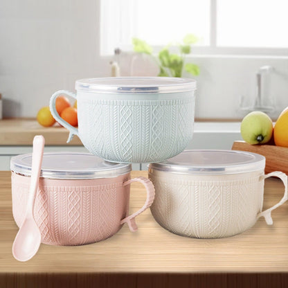 5.5'x3.74' Soup Mugs with Handles,Food Grade Heat-Resistant Bowl,Plastic Bowls Mugs with Handles for Coffee Cereal Snacks,Microwave and Dishwasher Safe Soup Cups for Cereal,Coffee,Travel(Pink) Beige