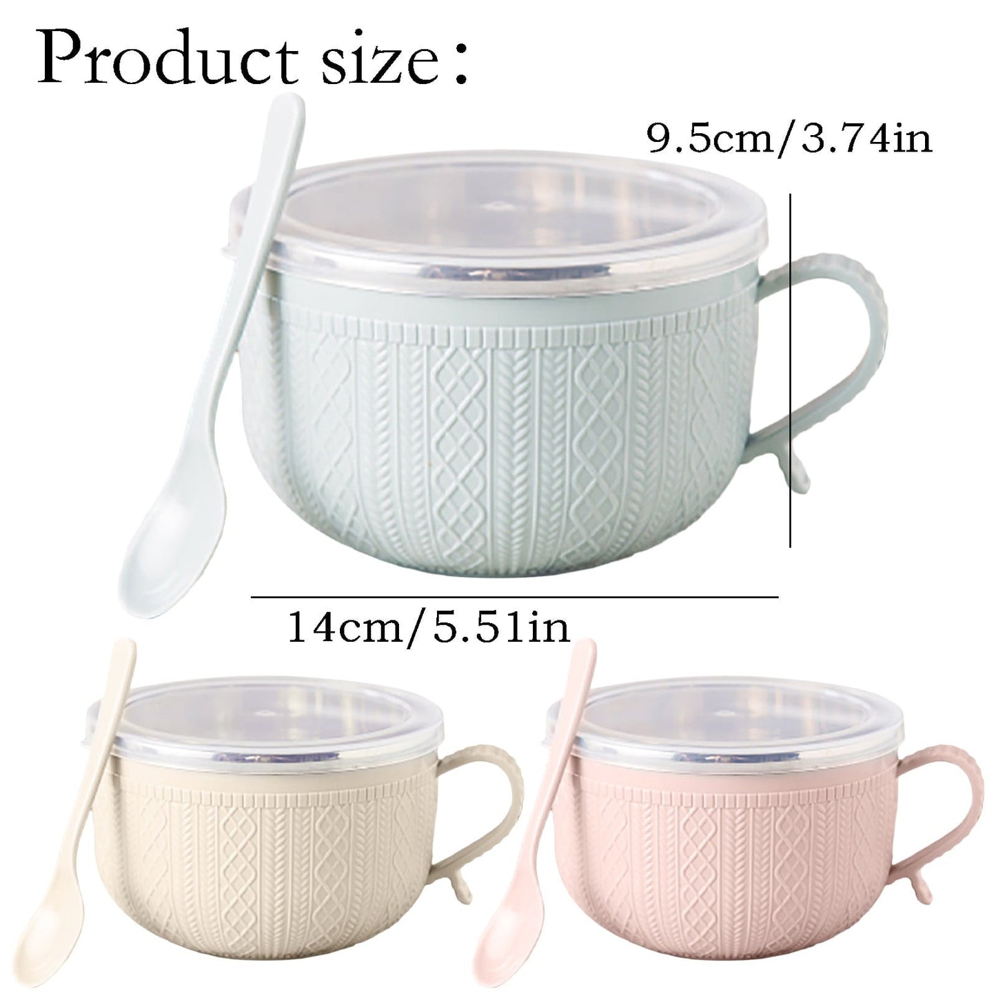 5.5'x3.74' Soup Mugs with Handles,Food Grade Heat-Resistant Bowl,Plastic Bowls Mugs with Handles for Coffee Cereal Snacks,Microwave and Dishwasher Safe Soup Cups for Cereal,Coffee,Travel(Pink) Pink