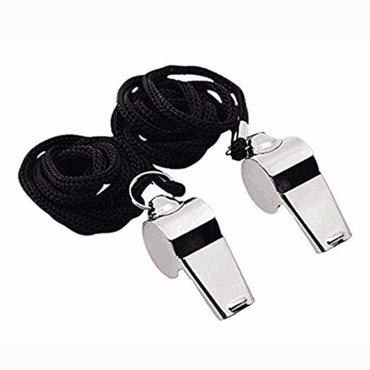 Stainless Steel Metal Referee Whistle with Lanyard,Crisp Sound for Sports and escuela,Durable and Portable for Coaches and Referees,Includes 2 Whistles for Soccer and Basketball