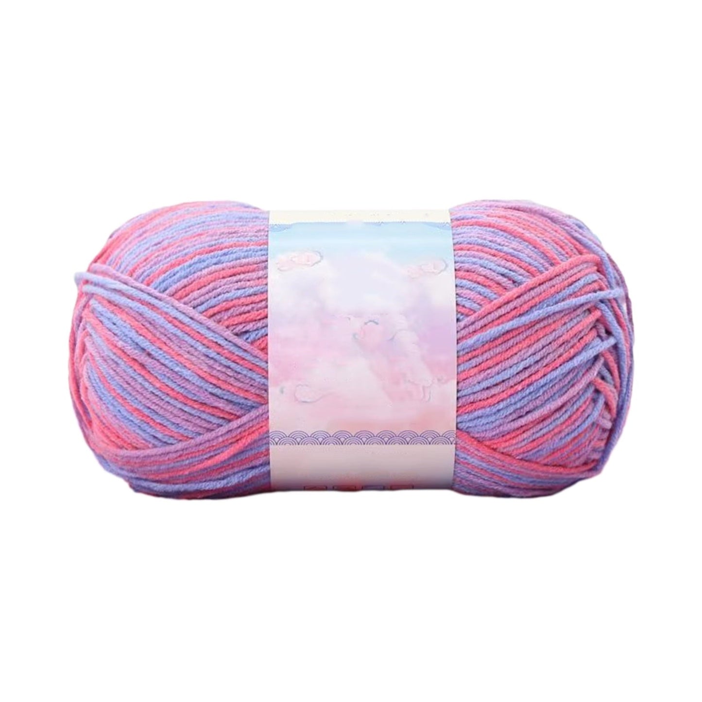 Milk Cotton Tie-Dye Yarn for Knitting and Crochet,130m Multicolor Gradient Wool,Soft and Durable for Blankets and Crafts,Versatile Use for DIY Projects and Creative Knitting Pink