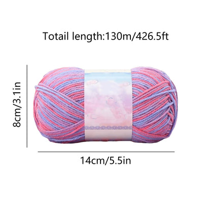 Milk Cotton Tie-Dye Yarn for Knitting and Crochet,130m Multicolor Gradient Wool,Soft and Durable for Blankets and Crafts,Versatile Use for DIY Projects and Creative Knitting Pink