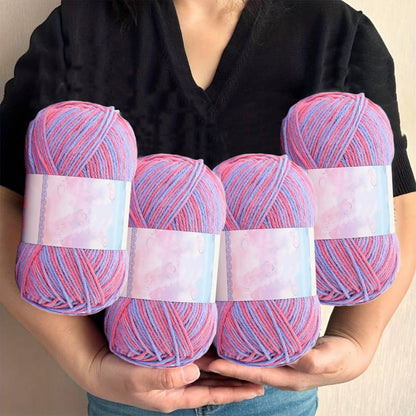 Milk Cotton Tie-Dye Yarn for Knitting and Crochet,130m Multicolor Gradient Wool,Soft and Durable for Blankets and Crafts,Versatile Use for DIY Projects and Creative Knitting Pink