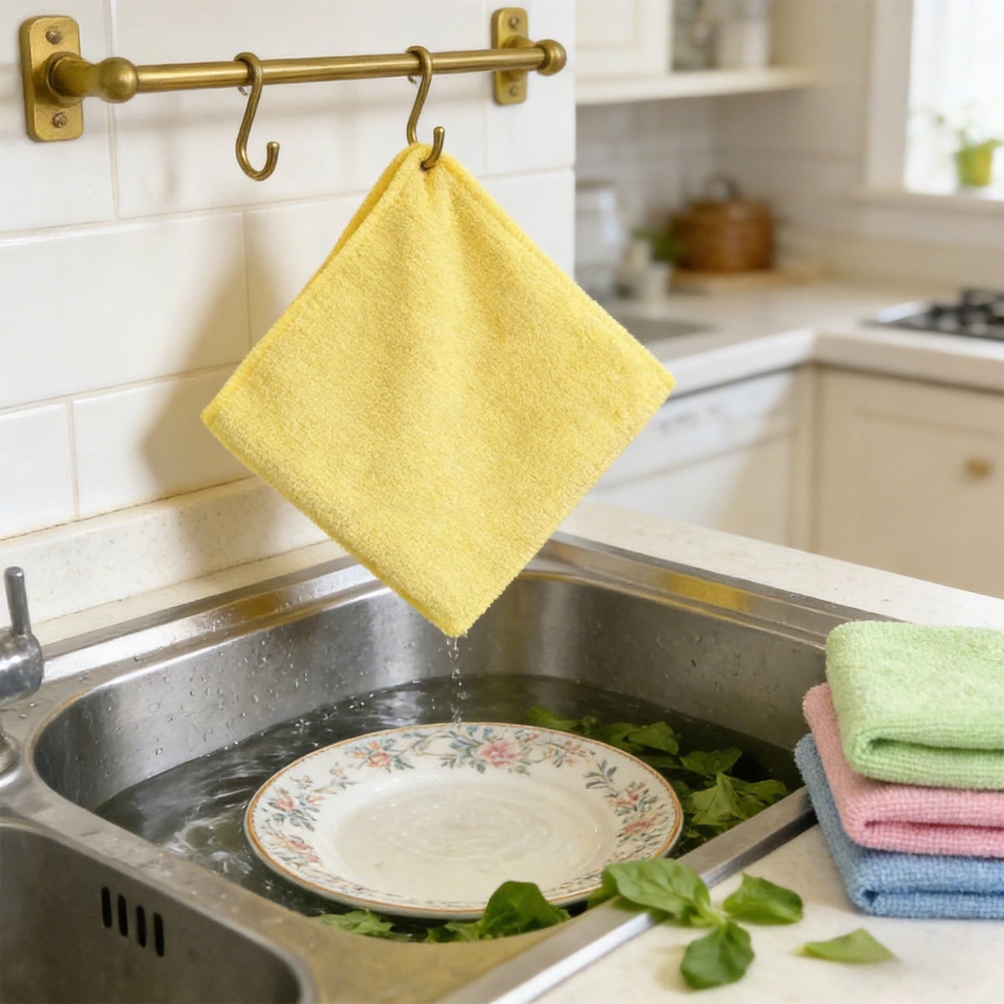 Ultra-Fine Microfiber Waffle Weave Cleaning Cloth 4 Piece,Super Absorbent and Quick-Drying for Kitchen or Car,Soft and Lint-Free,Reusable and Durable for Daily Cleaning Tasks.