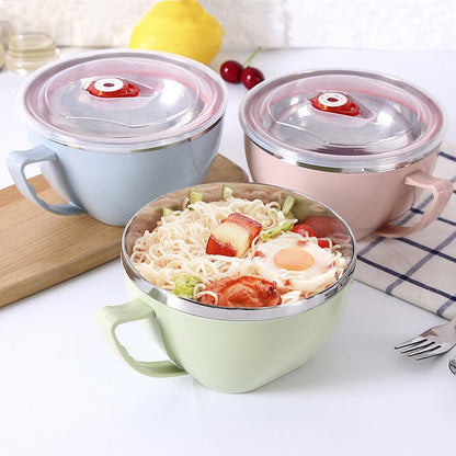 Plastic Soup Bowls with Handles, Microwave Safe Bowl with Lid, Microwavable Soup Mug with Lid, Large Soup Cups for Ramen Noodle Cereal, 1 Pcs, 5.91x3.14 5.91" x 3.14" Light Blue