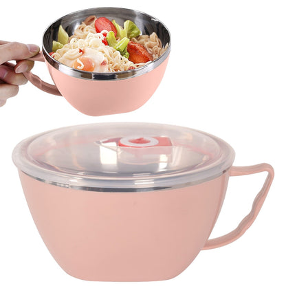 Plastic Soup Bowls with Handles, Microwave Safe Bowl with Lid, Microwavable Soup Mug with Lid, Large Soup Cups for Ramen Noodle Cereal, 1 Pcs, 5.91x3.14 5.91" x 3.14" Light Blue