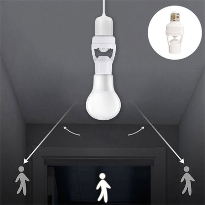 E27 Screw Motion Sensor Light Socket with Infrared Detection,Automatic On/Off for Stairs and Hallways,Easy Installation No Wiring,360-Direction Sensing for Energy Saving and Security