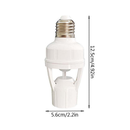 E27 Screw Motion Sensor Light Socket with Infrared Detection,Automatic On/Off for Stairs and Hallways,Easy Installation No Wiring,360-Direction Sensing for Energy Saving and Security