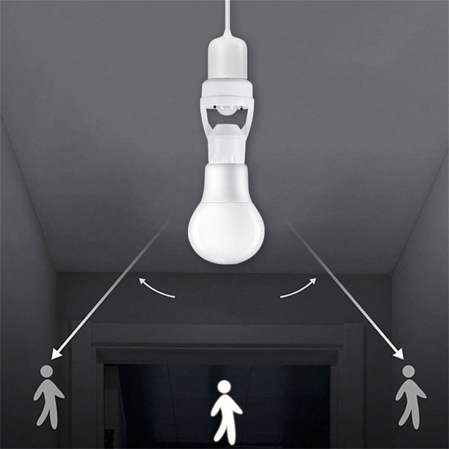 E27 Screw Motion Sensor Light Socket with Infrared Detection,Automatic On/Off for Stairs and Hallways,Easy Installation No Wiring,360-Direction Sensing for Energy Saving and Security