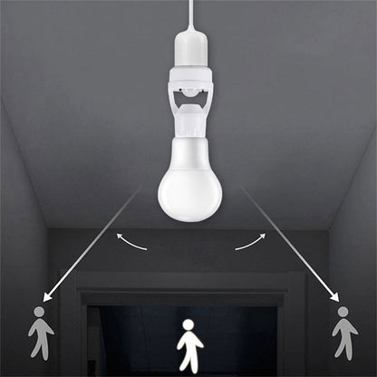 E27 Screw Motion Sensor Light Socket with Infrared Detection,Automatic On/Off for Stairs and Hallways,Easy Installation No Wiring,360-Direction Sensing for Energy Saving and Security