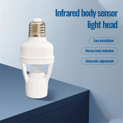 E27 Screw Motion Sensor Light Socket with Infrared Detection,Automatic On/Off for Stairs and Hallways,Easy Installation No Wiring,360-Direction Sensing for Energy Saving and Security