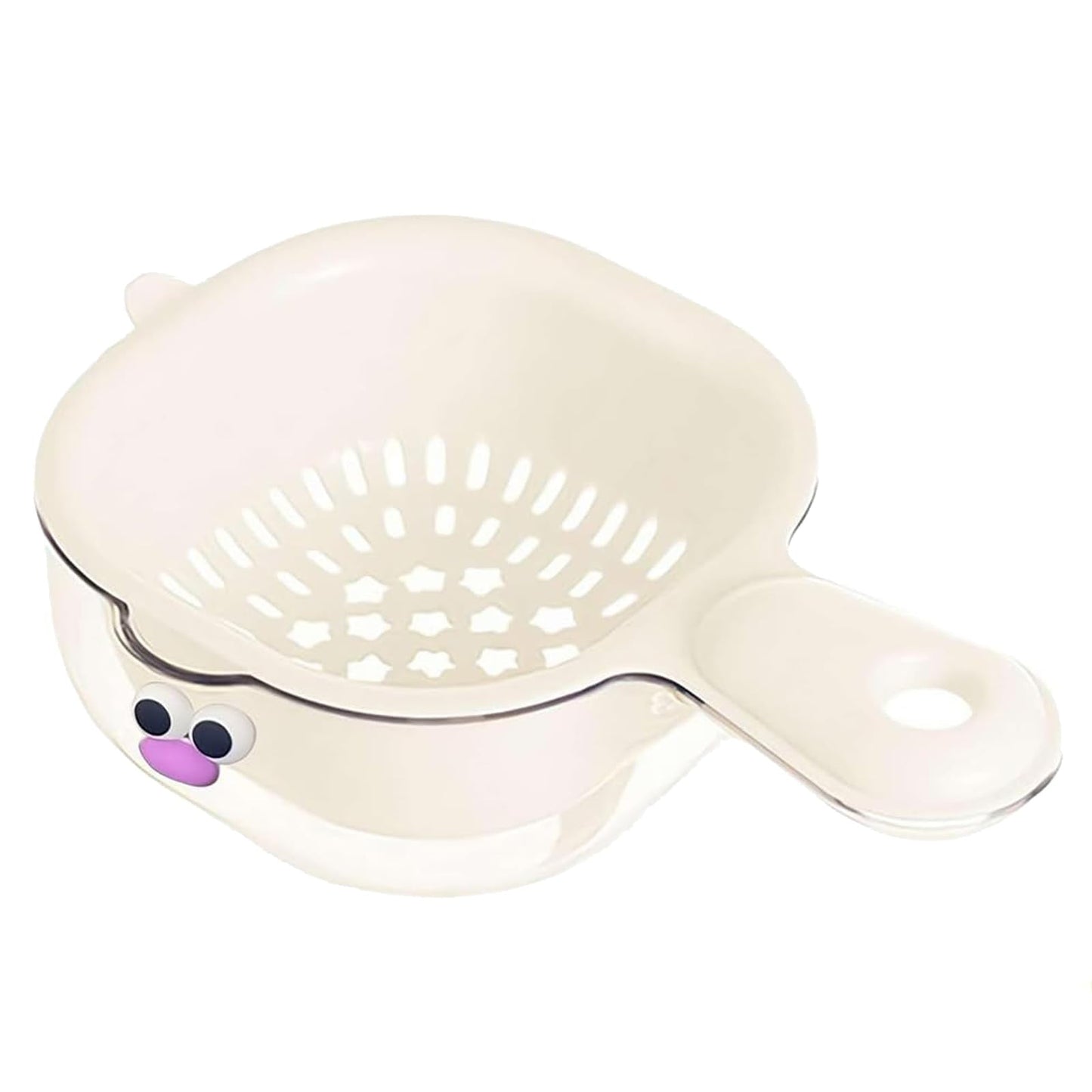 Small Fruit Colander, Fruit Rinser Strainer Container Dual-Layer Vegetable Cutting And Draining Basket, Watermelon Bowl With Strainer For Mini Berry And Tomato Grape Washer, 1 Pcs, 7.67x4.72 7.67" x 4.72" White