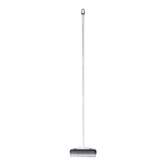 CCMAOLU Floor Scrub Brush with Long Handle,2 in 1 Stiff Bristle Brush & Squeegee Broom for Floor,Bathroom,Tile,Wall Cleaning Tool,Push Scrubber for Shower,Deck,Garage B