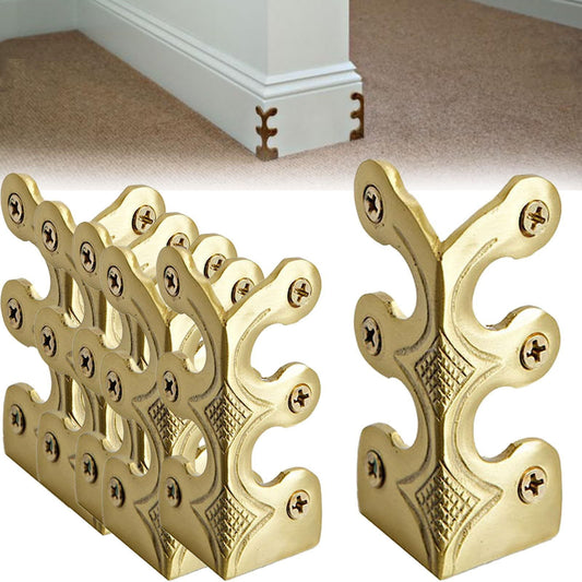 4-Pack Vintage Metal Corner Protectors,Solid Brass Decorative Protective Covers for Furniture & Walls,Easy-Install with Guide Holes,Durable & High-Strength Design for Tables,Cabinets & Skirting B