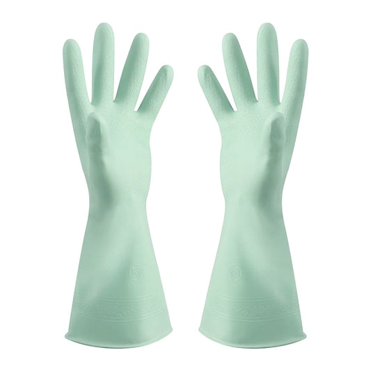 Reusable Household Dishwashing Cleaning Gloves, Food-Grade Natural Rubber with Non-Slip Textured Grip, Long Length for Hand and Arm Protection, Ideal for Kitchen, Gardening, and Janitorial Tasks Mint Green M