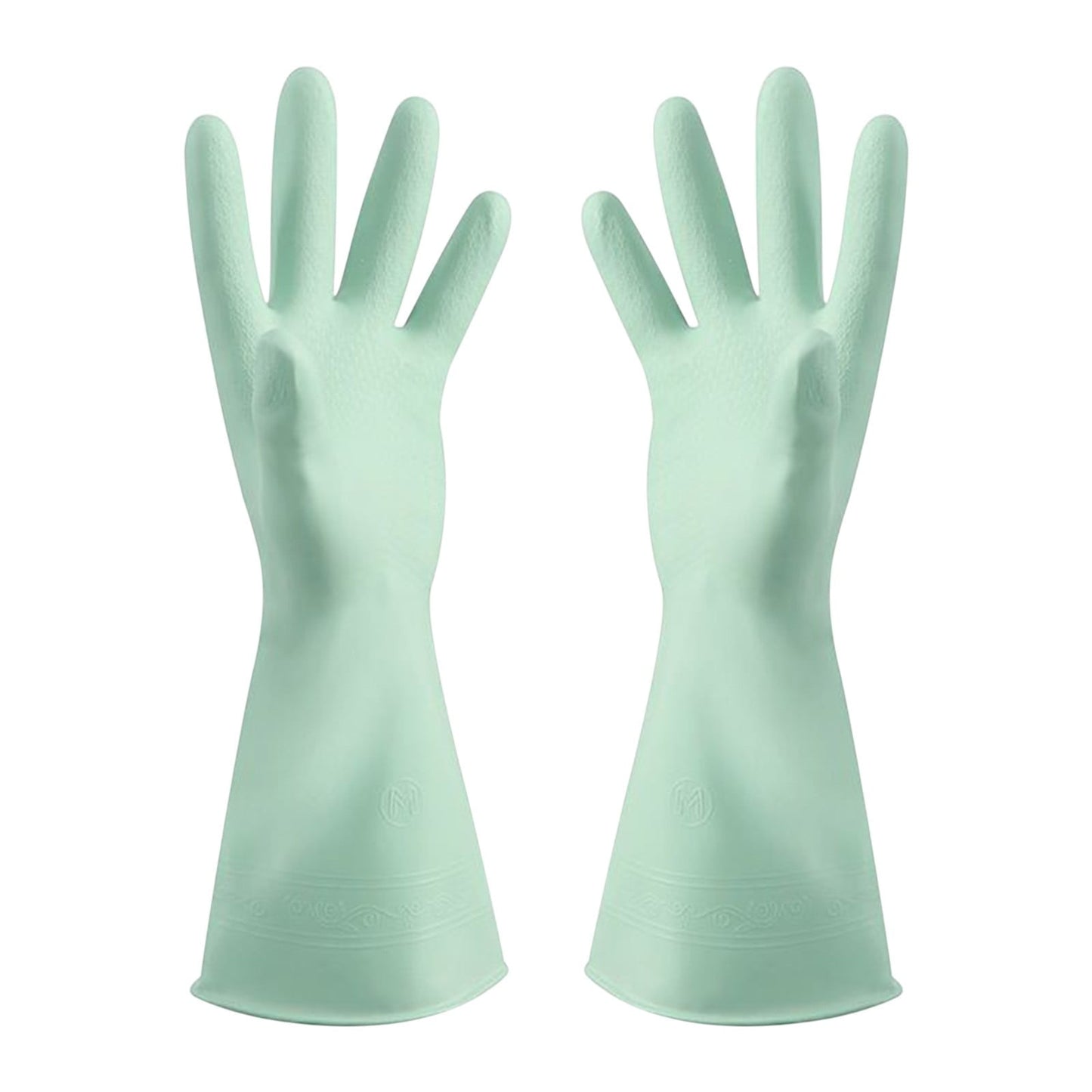 Reusable Household Dishwashing Cleaning Gloves, Food-Grade Natural Rubber with Non-Slip Textured Grip, Long Length for Hand and Arm Protection, Ideal for Kitchen, Gardening, and Janitorial Tasks Mint Green S