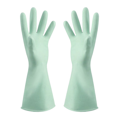 Reusable Household Dishwashing Cleaning Gloves, Food-Grade Natural Rubber with Non-Slip Textured Grip, Long Length for Hand and Arm Protection, Ideal for Kitchen, Gardening, and Janitorial Tasks Mint Green S