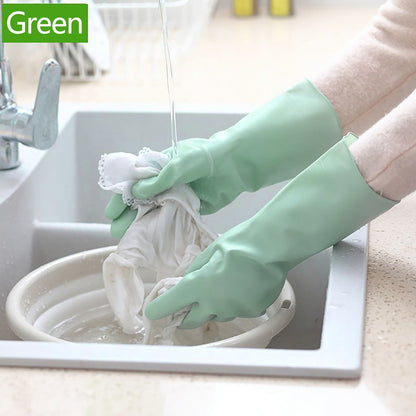 Reusable Household Dishwashing Cleaning Gloves, Food-Grade Natural Rubber with Non-Slip Textured Grip, Long Length for Hand and Arm Protection, Ideal for Kitchen, Gardening, and Janitorial Tasks Mint Green S