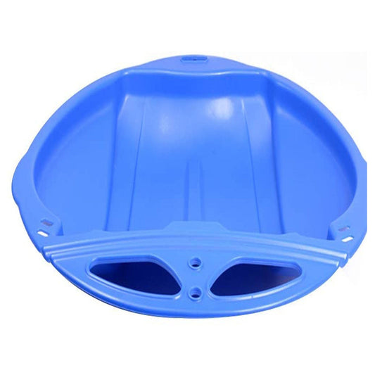 Round Snow Sled Disc for Kids and Adults, Thick Portable Skiing Pad with Anti-Skid Sunk Seat, Versatile Slider for Snow, Grass, and Sand, Comfortable Oversized Handle Design up to 220lbs Blue