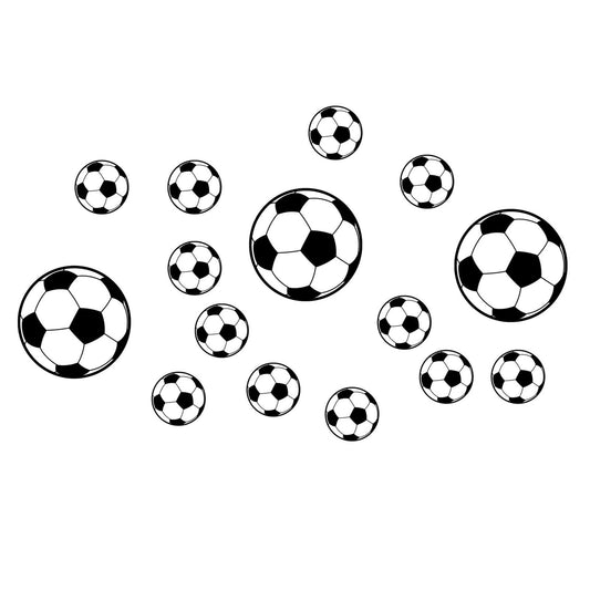 Soccer Stickers for Wall, Football Fan Room Decor, Sports Themed Stickers for Doors, Windows, Bedroom, Kids & Teens, Waterproof Vinyl Stickers with Balls & Bottles Design
