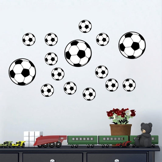 Soccer Stickers for Wall, Football Fan Room Decor, Sports Themed Stickers for Doors, Windows, Bedroom, Kids & Teens, Waterproof Vinyl Stickers with Balls & Bottles Design