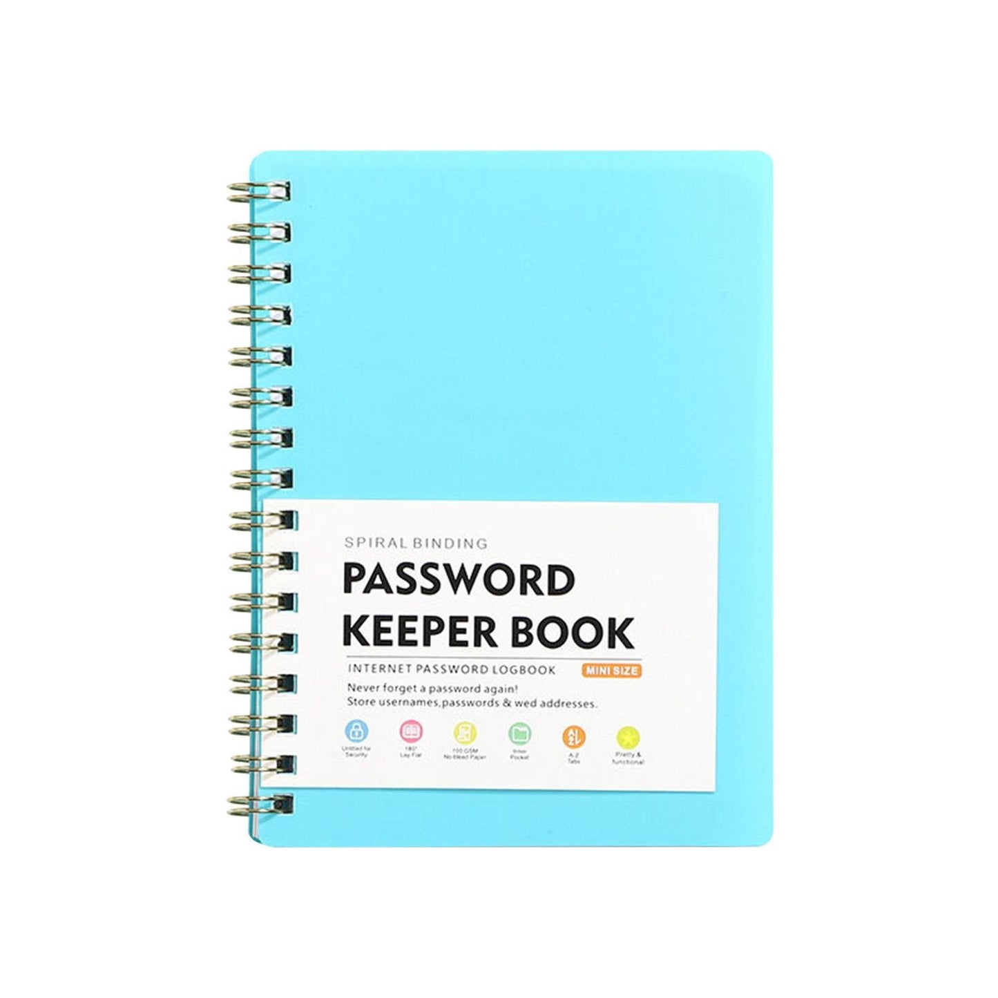 Spiral Password Book with Alphabetical Tabs,Plastic Password Book,Password Book Password Book with Personal Alphabet Label Internet Address and Password Headquarters Password Log, 4.25"x5.7"(Grey) BU1