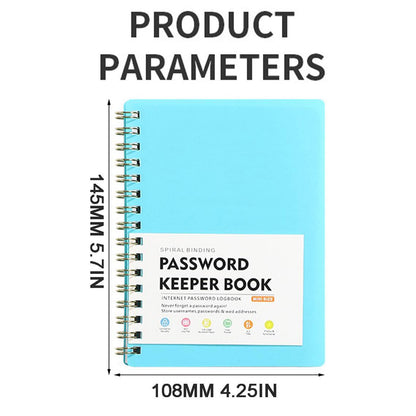Spiral Password Book with Alphabetical Tabs,Plastic Password Book,Password Book Password Book with Personal Alphabet Label Internet Address and Password Headquarters Password Log, 4.25"x5.7"(Grey) BU1