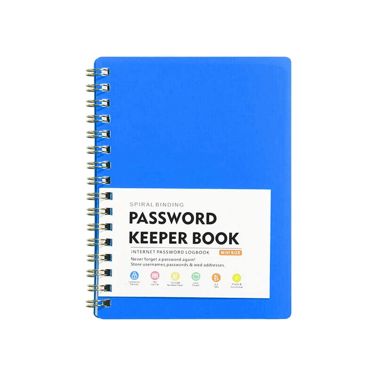 Spiral Password Book with Alphabetical Tabs,Plastic Password Book,Password Book Password Book with Personal Alphabet Label Internet Address and Password Headquarters Password Log, 4.25"x5.7"(Grey) BU1