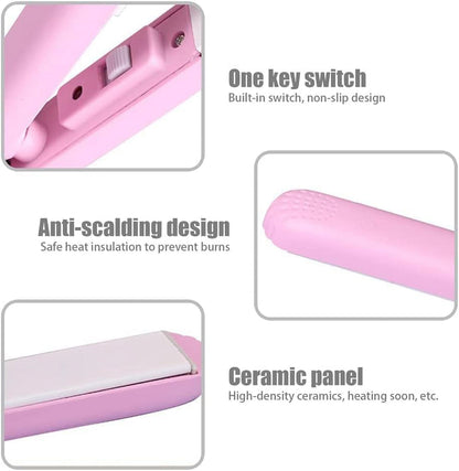 Mini Hair Curler, Mini Hair Curler For Short Hair, 2 In 1 Mini Curler And Hair Straightener, Mini Curling Iron 1/2 Inch Barrel Short Hair, Long-Lasting Effect, Multi Functional, 3d Heating Plate Blue