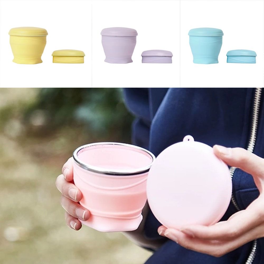 Collapsible Cup - Travel Mug - Camping Cup - Collapsible Cup - Drinking Cup - Coffee Cup To Go - Camping Tableware - Silicone Cup - Outdoor Cup - Folding Cup - Travel Accessories - Cup with Lid - Pink - 1 Piece
